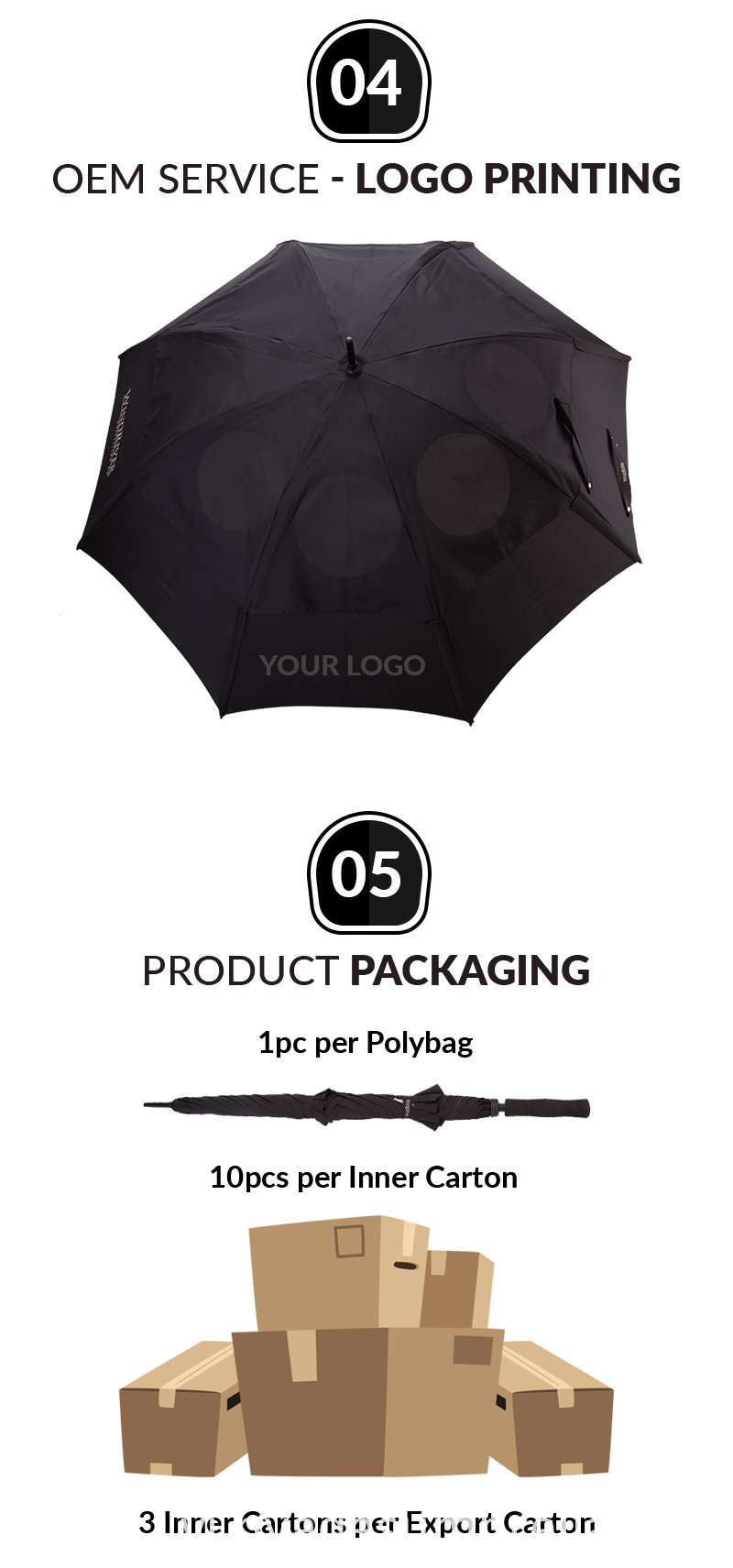 Kích thước lớn màu đen Windproof Golf Umbrella Big Size Black Windproof Golf Umbrella